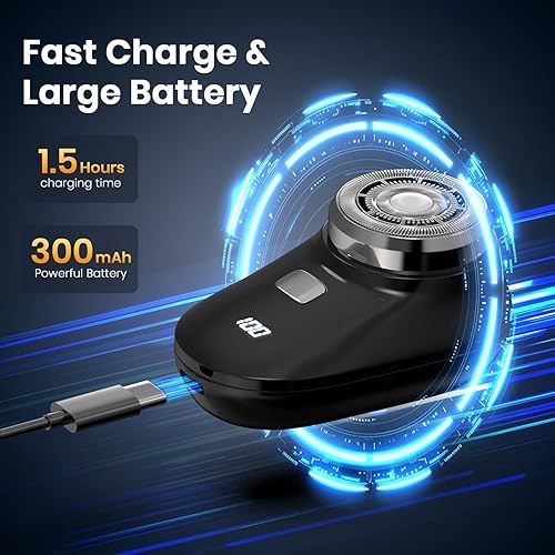 Miniatura 5 de Mini afeitadora eléctrica, maquinilla de afeitar portátil de viaje para hombres, afeitadoras eléctricas inalámbricas USB-C recargables rápidamente,