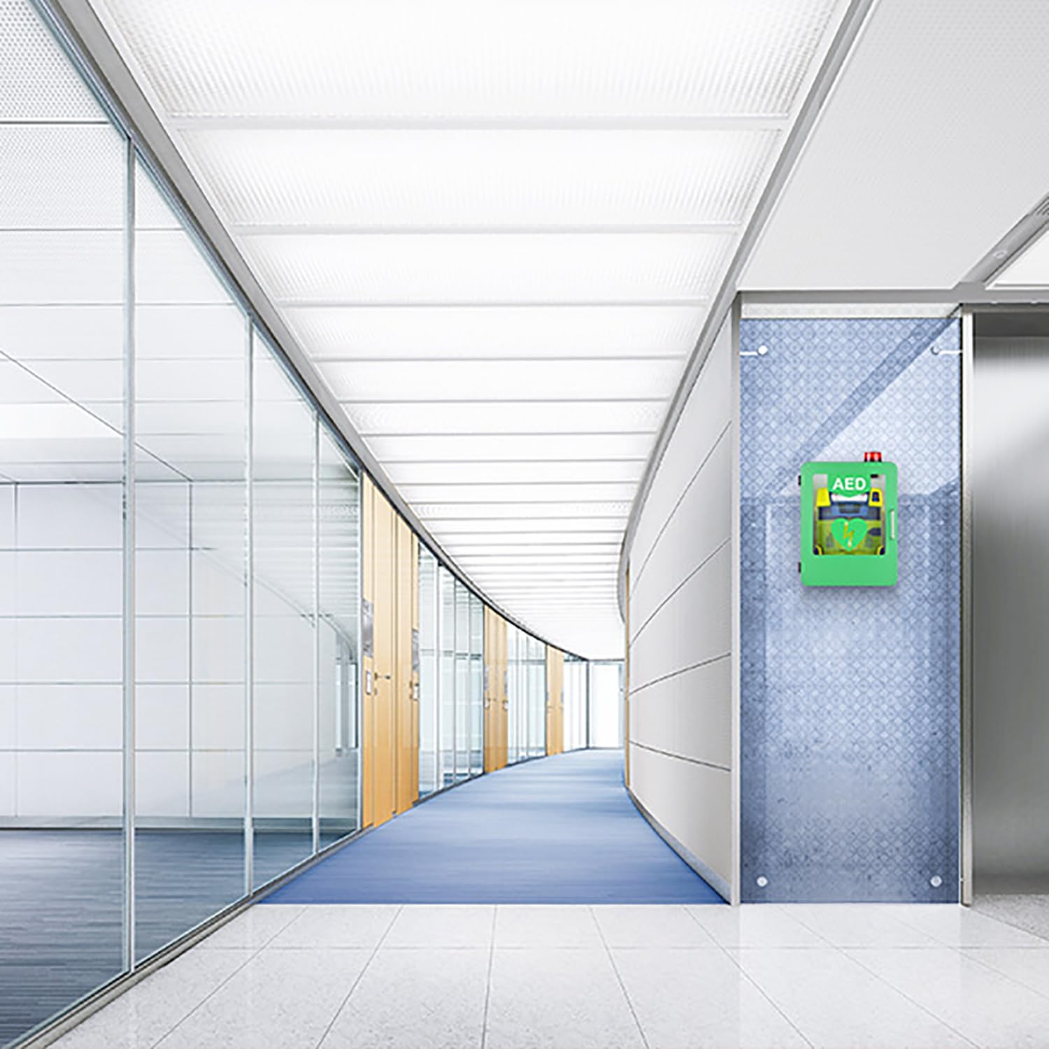 AED-Schrank, Wandmontage-Aufbewahrungsbox mit Alarmsystem und Doppelschaltersteuerung, verstellbare Trennwand, Platz für eine Vielzahl von AED-Modellen, für Zuhause, Klinik, Büro, Hotel