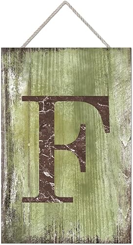 Vista 494 de Letrero colgante de madera con letra J, letrero de madera para decoración del hogar, 26 letras del alfabeto de metal, placa de madera, decoración