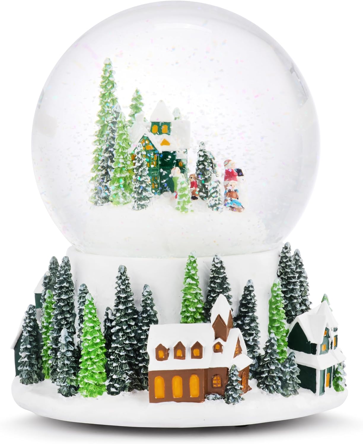 DEMDACO Decorative Christmas Holiday Musical Glitter Snow Globe Plays Classic Tune Let It Snow 5 x 7 Inch Resin and Glass Forest Village
