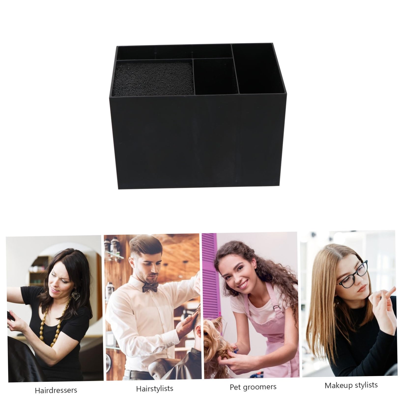 Organizer per Accessori Parrucchiere in Plastico Nero con 6 Scomparti di Varie Dimensioni e Divisori Multipli, Capacità Grande per Barber Shop e Salone di Bellezza