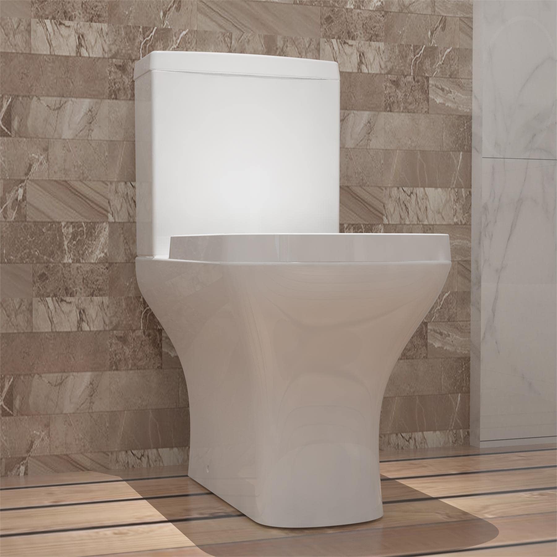 Huibathroom Square Toilet Close Coupled Soft Close Seat Cistern Modern Bathroom WC Pan — image 1