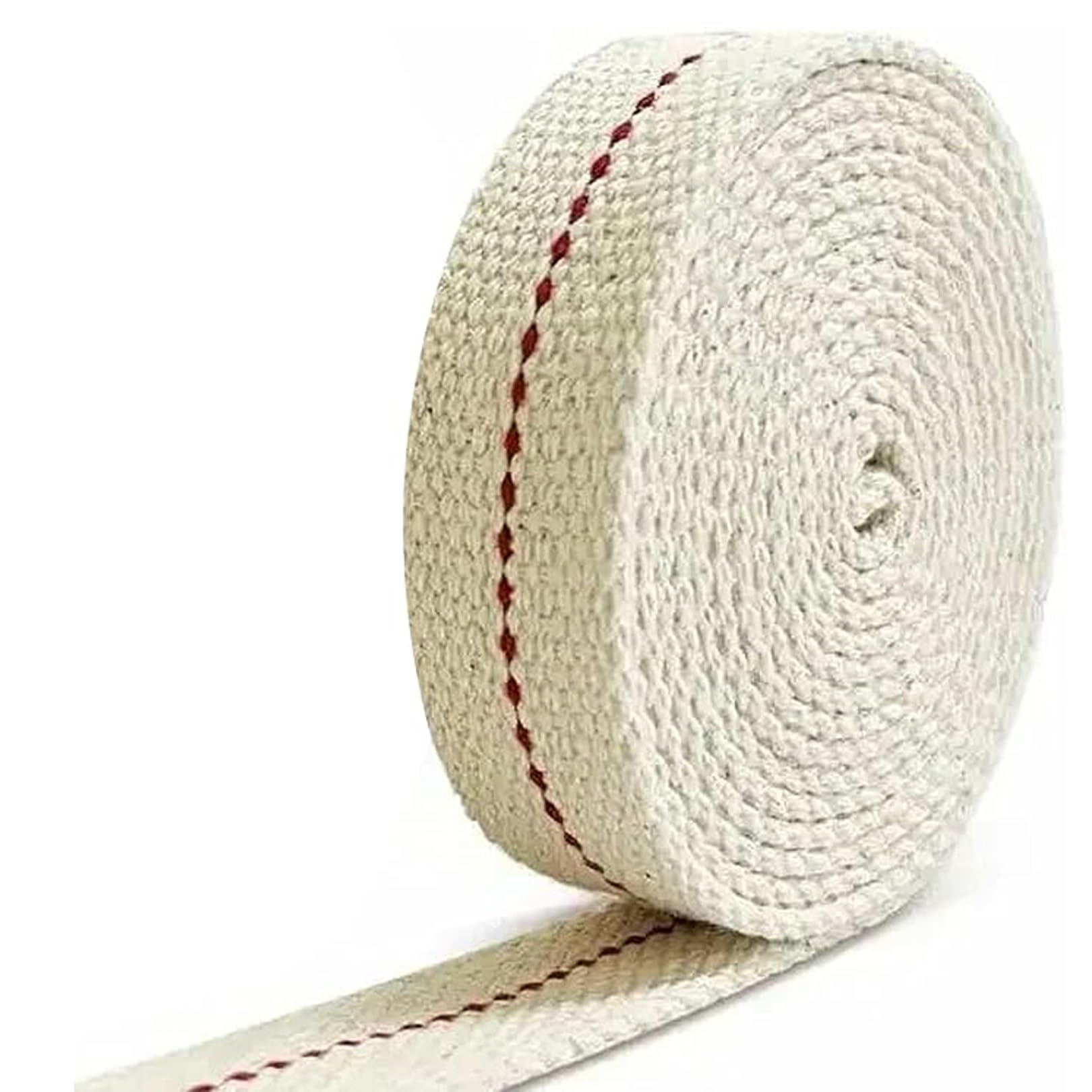 Long Cotton Flat Oil Lamp Wick, 6.56 Feet Premium Replacement Wick for Kerosene Lanterns, Paraffin Heaters & Oil Burners, Crackle-Free 1 Inch Red Stitch Cotton Wick for Vintage Lighting & DIY Use