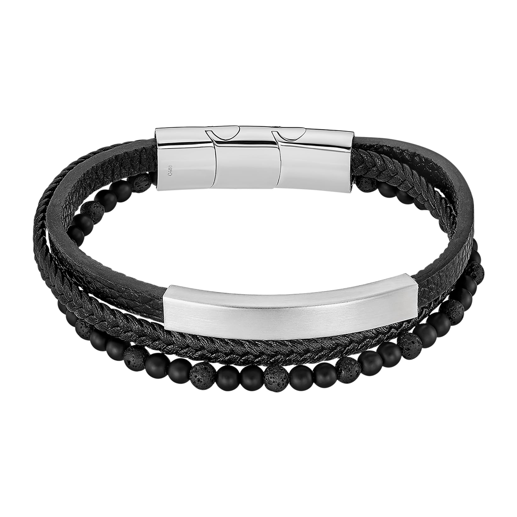 LOTUS STYLE Pulsera Hombre Acero Inoxidable 316L Brazalete de Diseño Sofisticado, Confortable y Resistente al Agua - Pulseras Hombre - Marrón 210.00 mm LS2406-2/1 - Ideal para Regalo