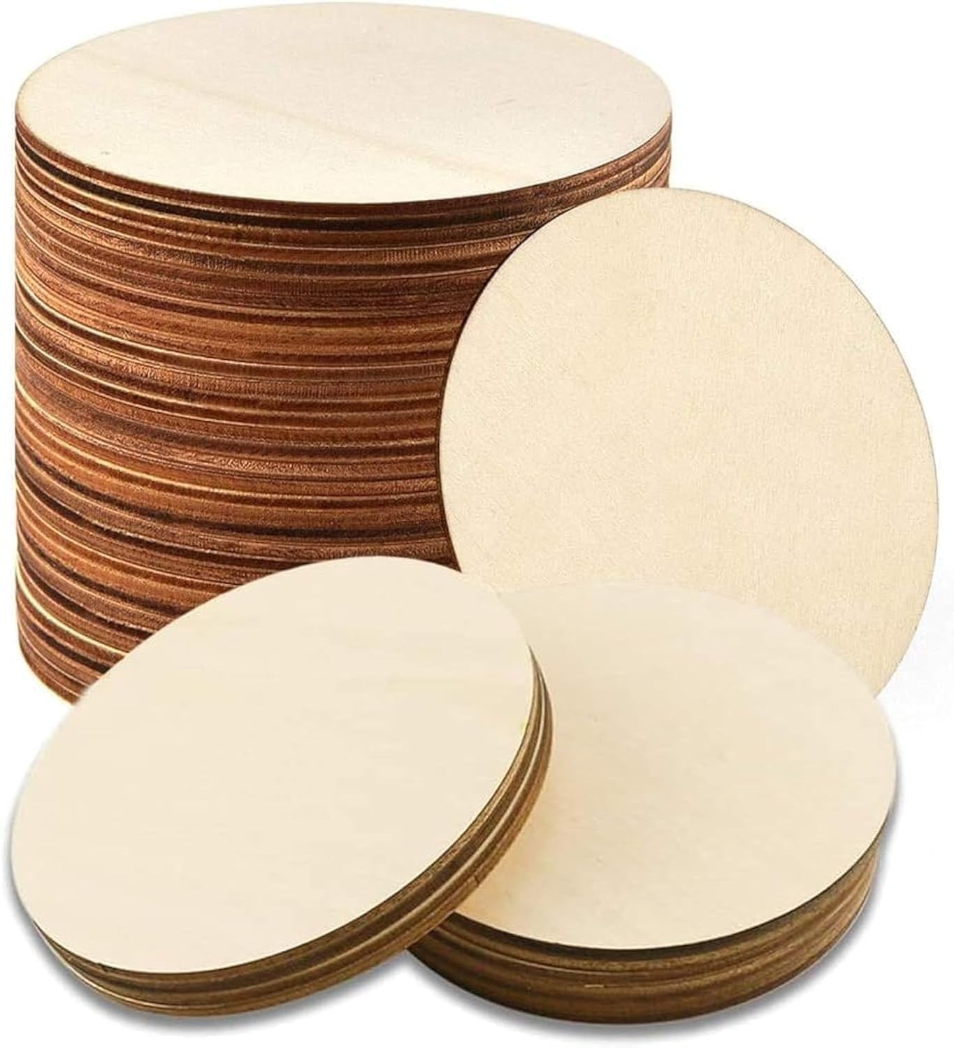 KASTWAVE 4 Inch Unfinished Round Disc Cutouts, 1/9 Inch Blank Round Wood Circles for DIY Crafts, Painting, Staining, Coasters Making, Home Decorations (20 Pcs)