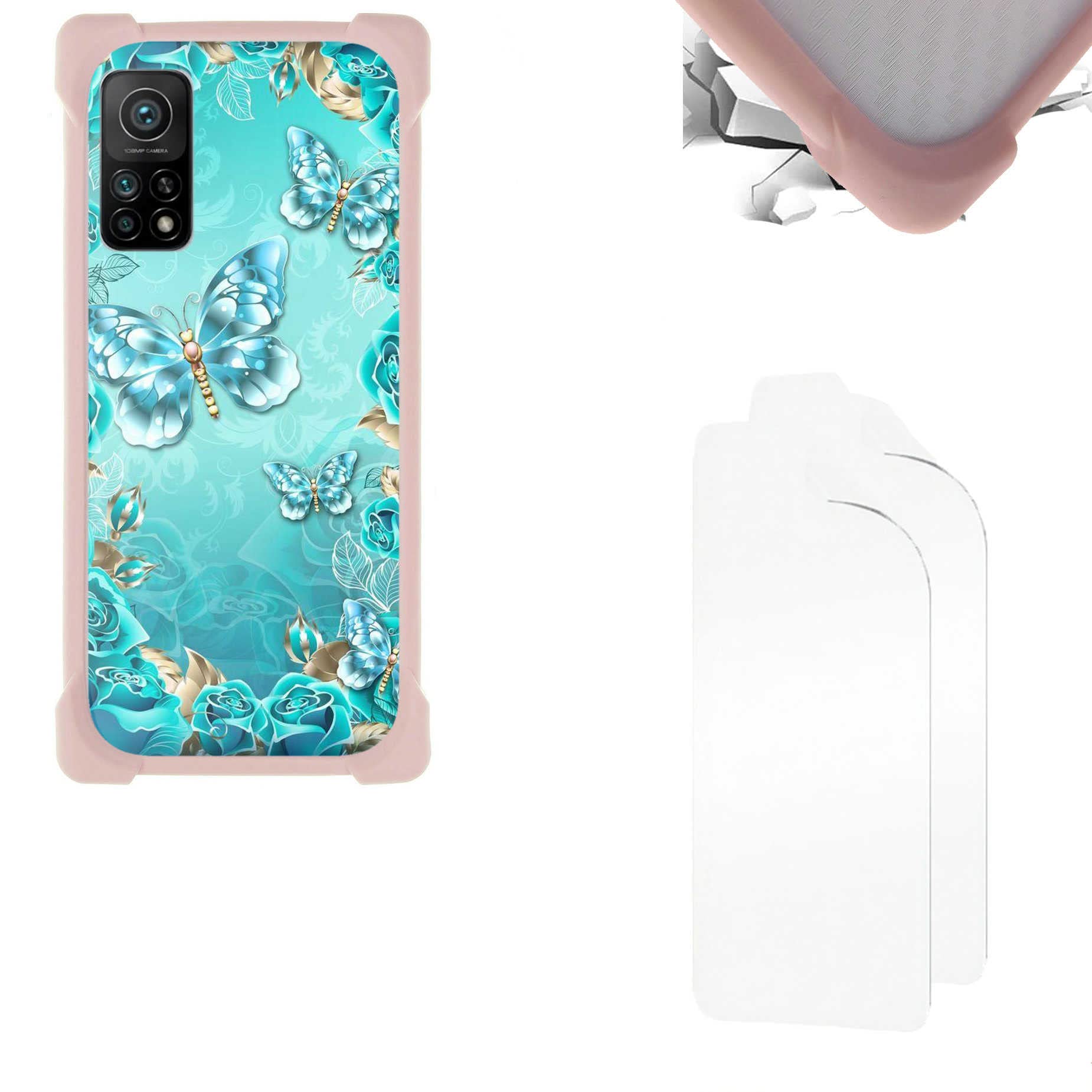 Oujietong Case Compatible For Xiaomi Mi 10t Pro Phone Case Cover + Film Soft TPU Screen Protector PC Backplane Soft Frame KB-YHD