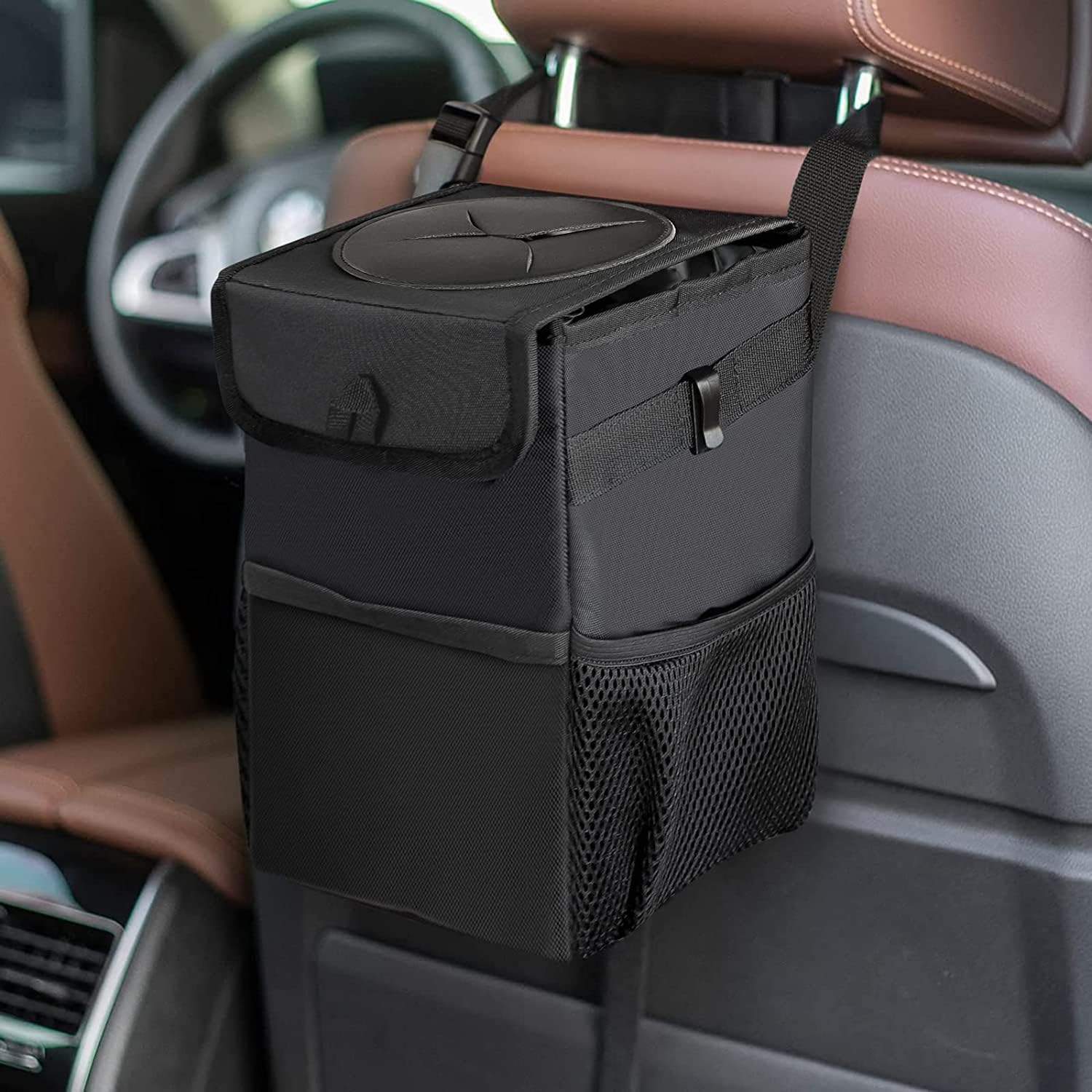 CLOUDFOUR Car Trash Can, Car bin with lid, Waterproof Car Bin with lid