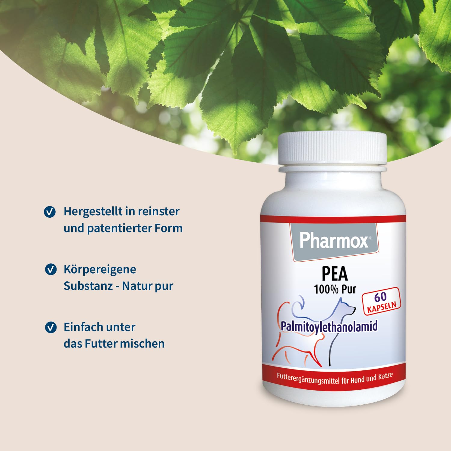 Hund & Katze PEA (Palmitoylethanolamid) - 100% Rein - 60 Kapseln - Hochdosiert