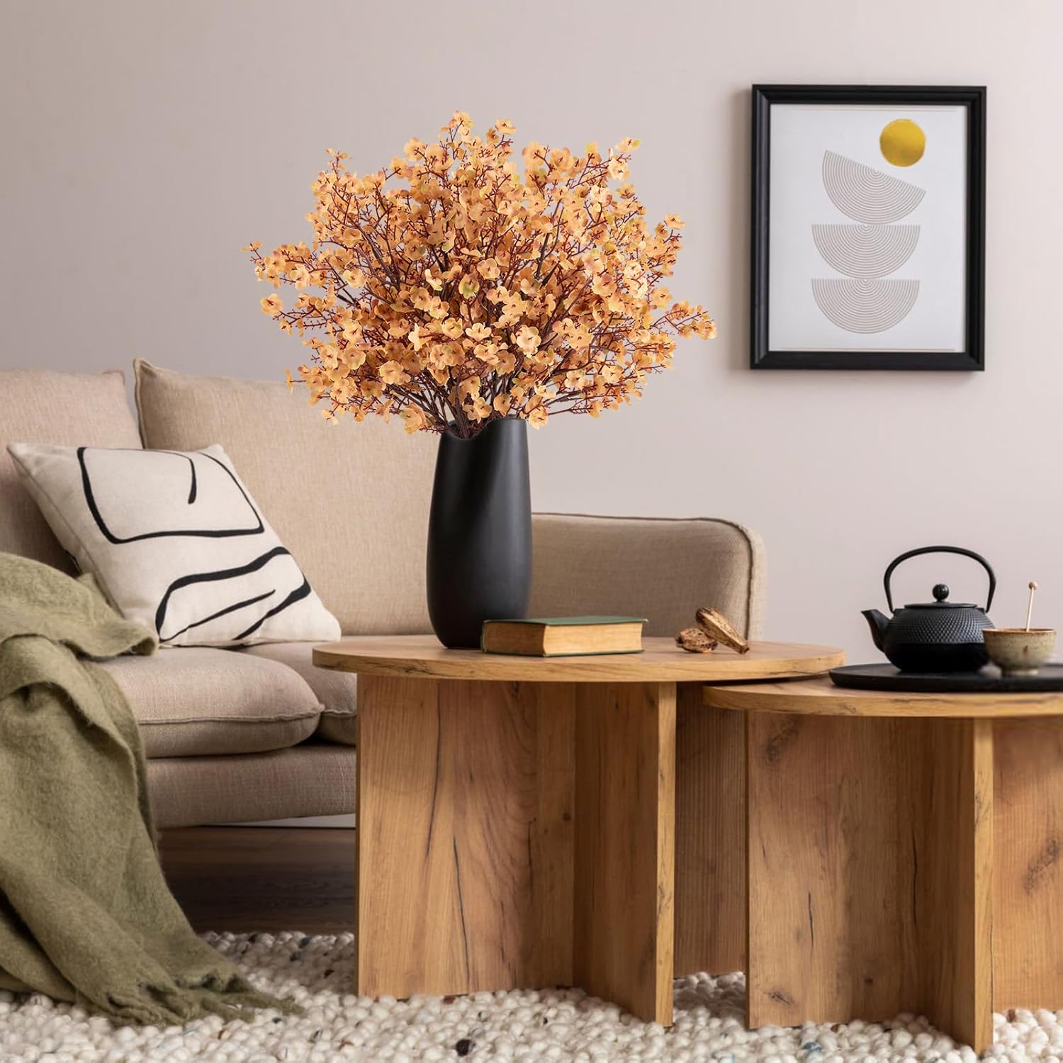 Babys Breath Artificial Flowers, 8 Bundles Real Touch Light Brown Fake Flowers Silk Flowers Bulk for Vase Home Office Wedding Spring Indoor Outdoor Centerpiece Table Decorations - Image 2