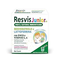 Resvis Junior Xr, Integratore Alimentare di Resveratrolo e Lattoferrina, per il Benessere del Sistema Immunitario, Bambini dai 3 Anni, Senza Glutine, Lattosio e Zuccheri, 12 Bustine , Gusto Fragola
