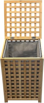 Bambu  ama r Sepeti Kapakl , 40x38x56 cm, Gri   Torbal ,  karalabilir Torba, Kirli Sepeti, Montaj Vidalar  Dahil, 75 Lt