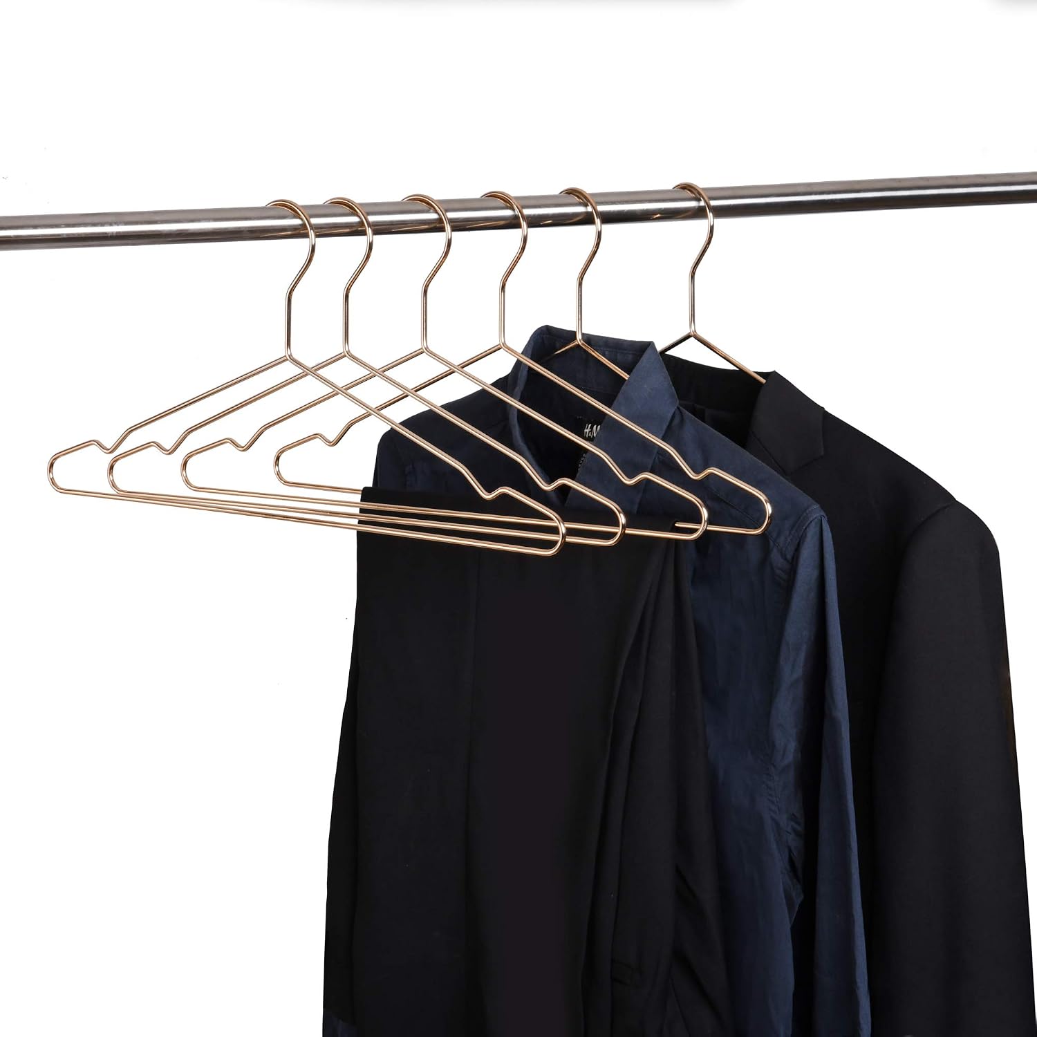 17" Rose Gold Metal Hangers, 20 Pack Heavy Slim Closet Hangers