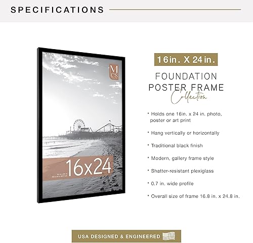 Vista 115 de MCS Gallery Foundation - Marco de póster, marco de fotos para arte de pared, negro, 16 x 20 pulgadas, individual