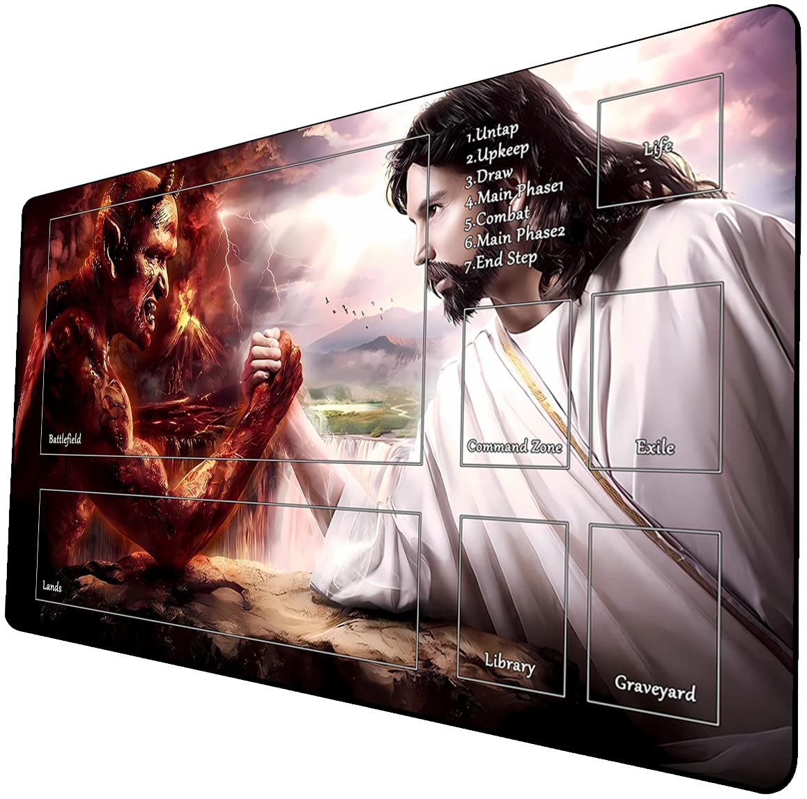 MTG Playmat, Game Play Mat for MTG TCG 24 x 14 inches Trading Card Inked Game Playmats with Storage Bag Smooth Rubber Surface Battle Game