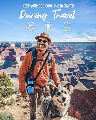 Miniatura 4 de lesotc - Botella de agua para perros mejorada, dispensador de agua portátil a prueba de fugas, botella de agua para mascotas, para caminar al aire