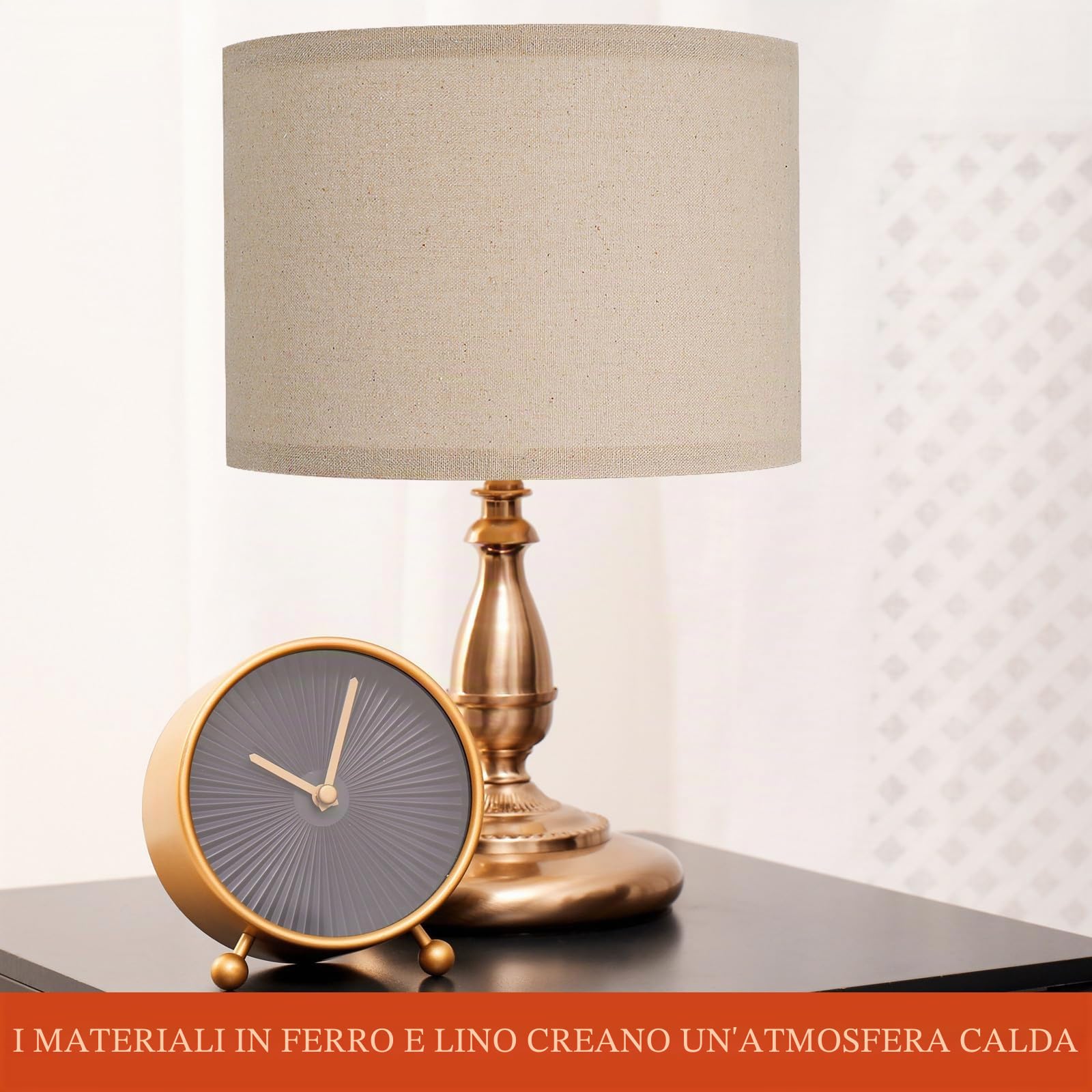 Paralume Grande 50 Cm in Lino Beige per Lampada da Tavolo e Lampada da Terra, Design Staccabile Unico Attacco E27, per Ufficio e Camera da Letto