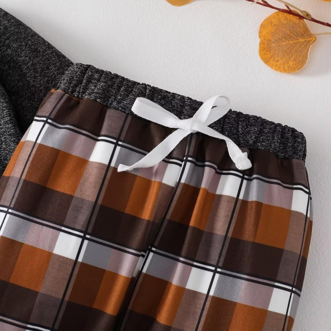 Toddler Boy Clothes Fall Winter Outfits Baby Boys Plaid Button Down Long Sleeve Tops + Pants Sets 12 Months-5T - Image 7