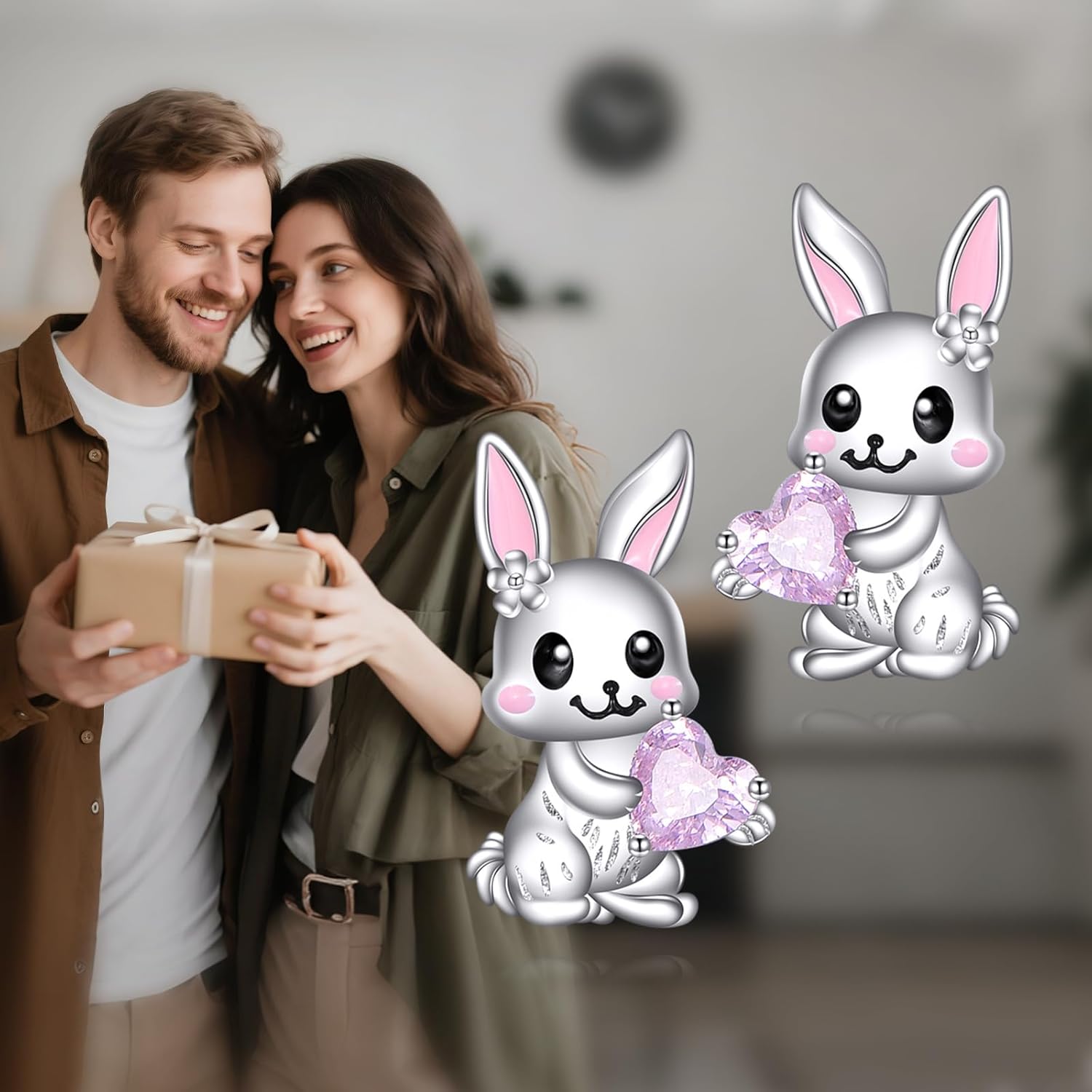 925 Sterling Silver Highland Cow/Frog/Raccoon/Pug/Dinosaur/Chicken/Axolotl Stud Earrings Cute Animal Jewelry Mother's Day Gifts for Women Mom - Image 6