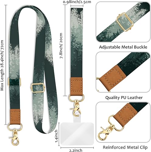 Miniatura 4 de Piefly Correa de muñeca cruzada para teléfono, cordón de árbol del bosque para teléfono celular alrededor del cuello, correa de teléfono ajustable