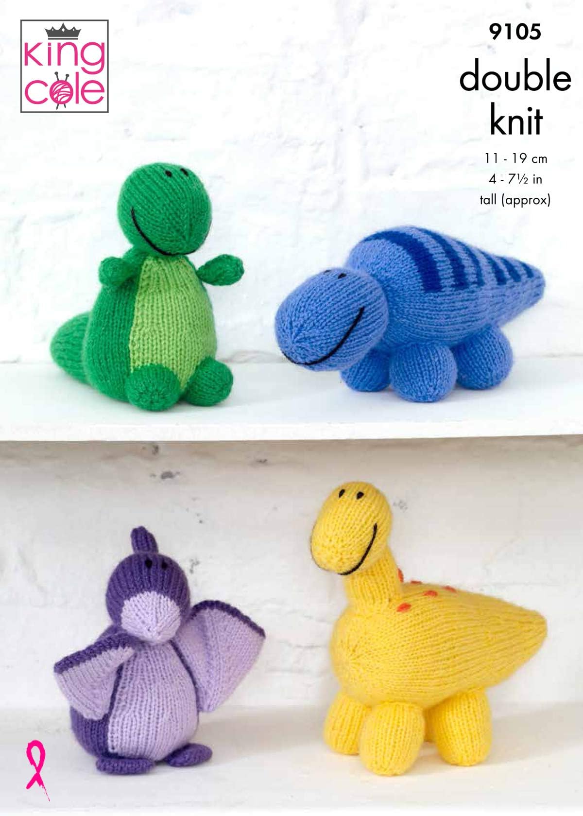 King Cole 9105 Knitting Pattern Childrens Dinosaur Toys in Big Value DK