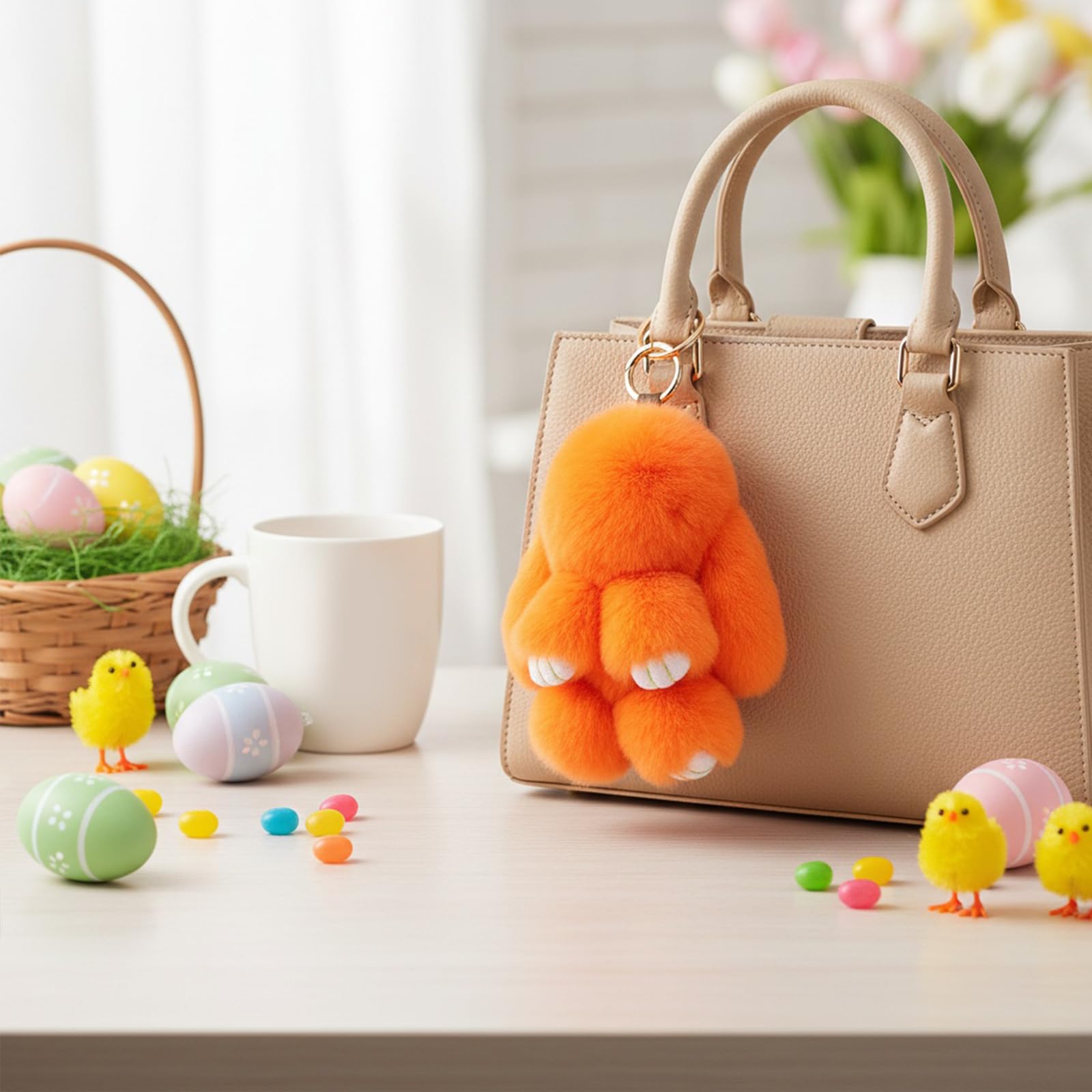 Carino Soft Fuzzy Bunny Keychain with Exquisite Tin Box Bunny Doll Pendente Portachiavi Coniglio Charm Easte