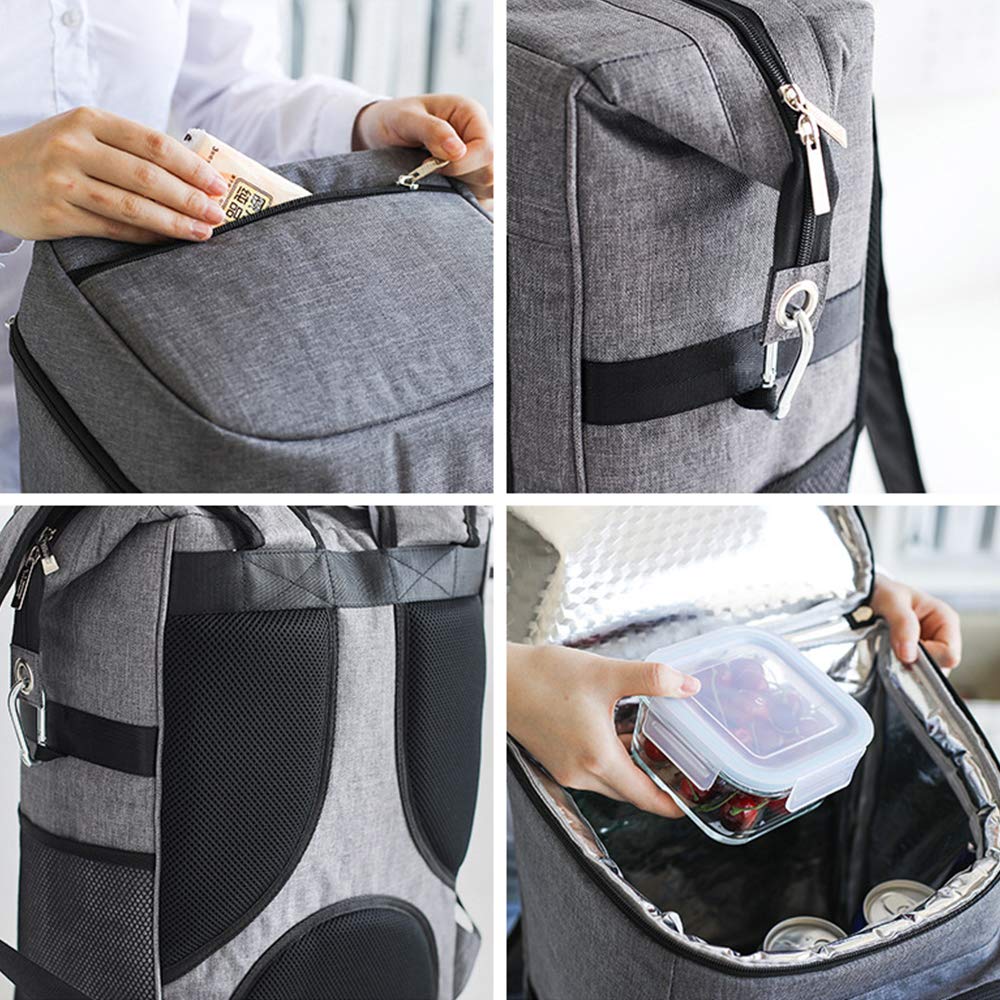 AKT Sac à Dos de Pique-Nique Isolé Sac Isotherme Portable Etanche Boîte Thermique à Glace Epaissie pour Travel Camping,BG809