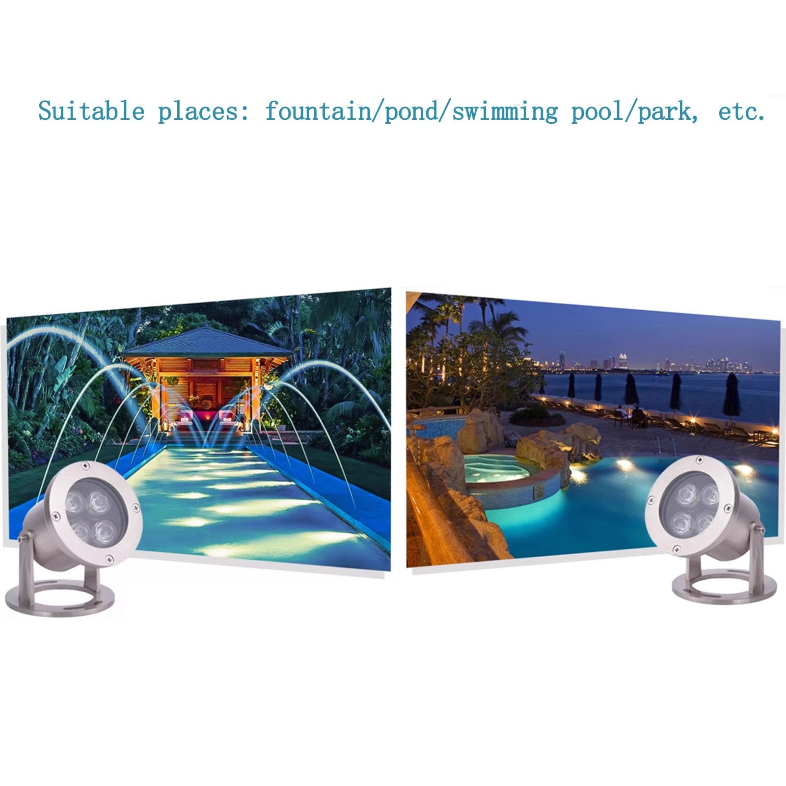 RGB Faretti Piscina - Faretto Subacquei, Luci Per Fontane A LED In Acciaio Inossidabile Da 12/24V, Faretti Per Laghetti Per Pesci Impermeabili IP68, Luci Paesaggistiche Colorate Per Acquari(Blue,3W(12