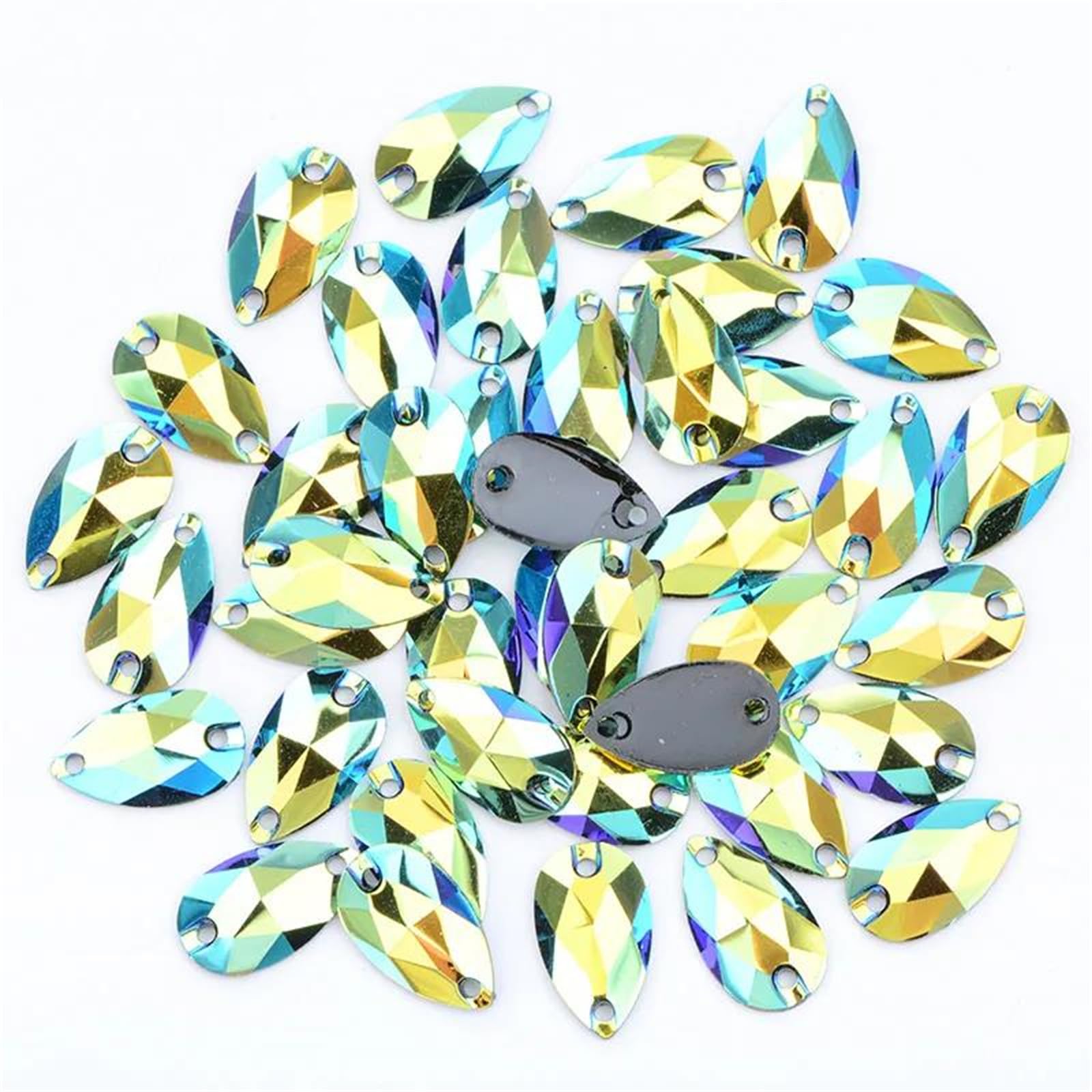Vogrtcc 10 x 18 mm Ab Drop Flatback żywica przyszywane cyrkonie szycie kryształowe kamienie aplikacja kamienie szlachetne diamenty na ubrania robótki dekoracja