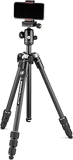 Manfrotto Element MII Camera and Phone Tripod, Travel Tripod in Carbon with Ball Head and Bluetooth, for Smartphones and Compact Cameras CSC, DSLR, Photography Accessories, Content Creation, Vlog