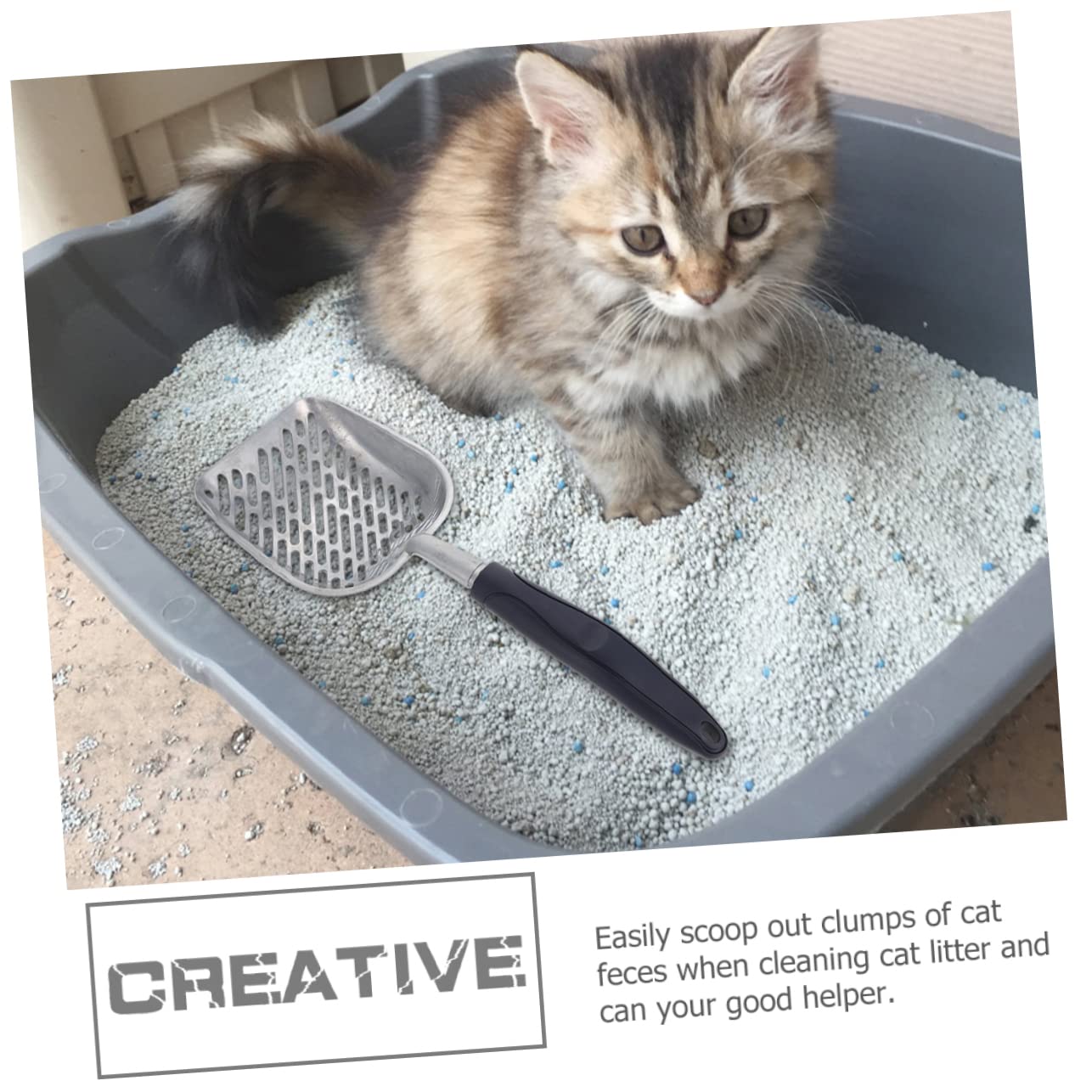 Pala para Arena de Gato, Recogedor de excrementos Metal for una fácil Limpieza Diseño ergonómico for Gatos y Mascotas Práctico sin Olor