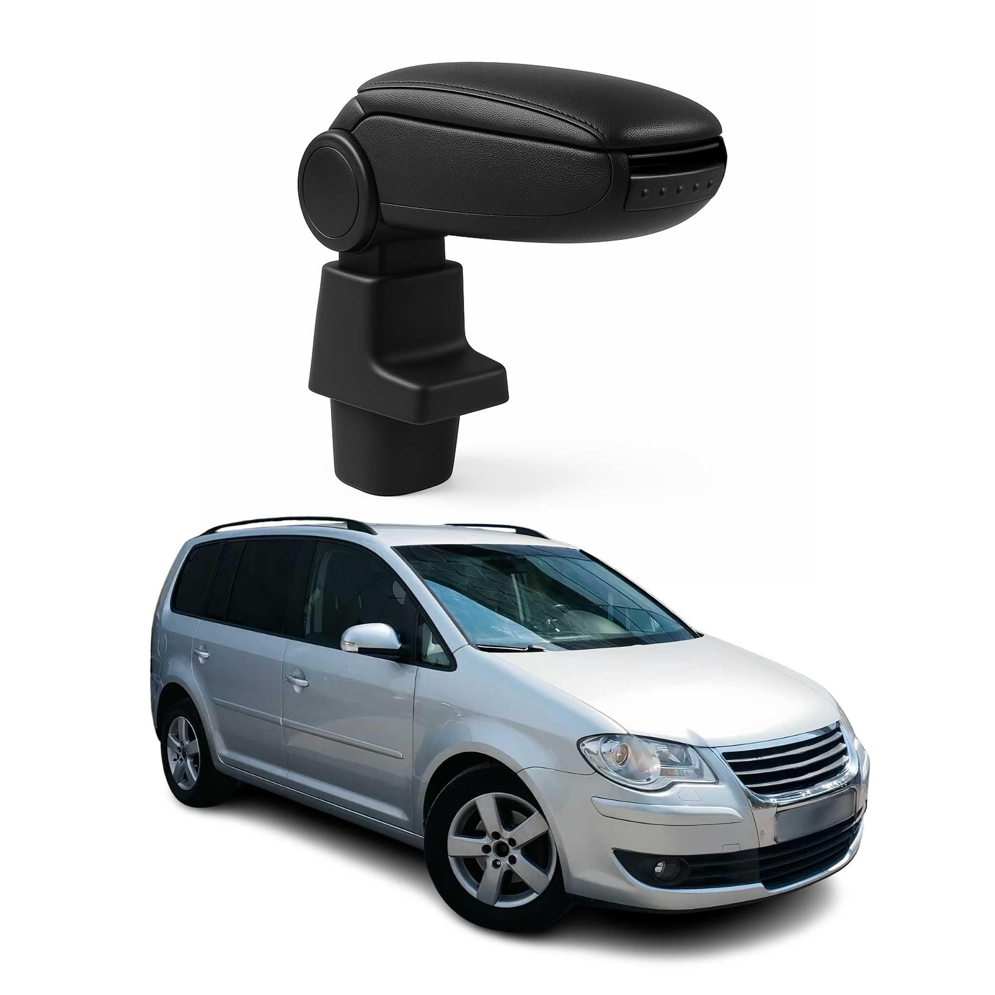 Mittelarmlehne Armlehne Mittelkonsole kompatibel mit VW Touran 2003-2015 PU-Leder Schwarz
