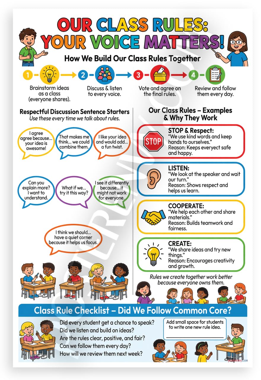 Poster éducatif Our Class Rules pour encourager l'expression - 8
