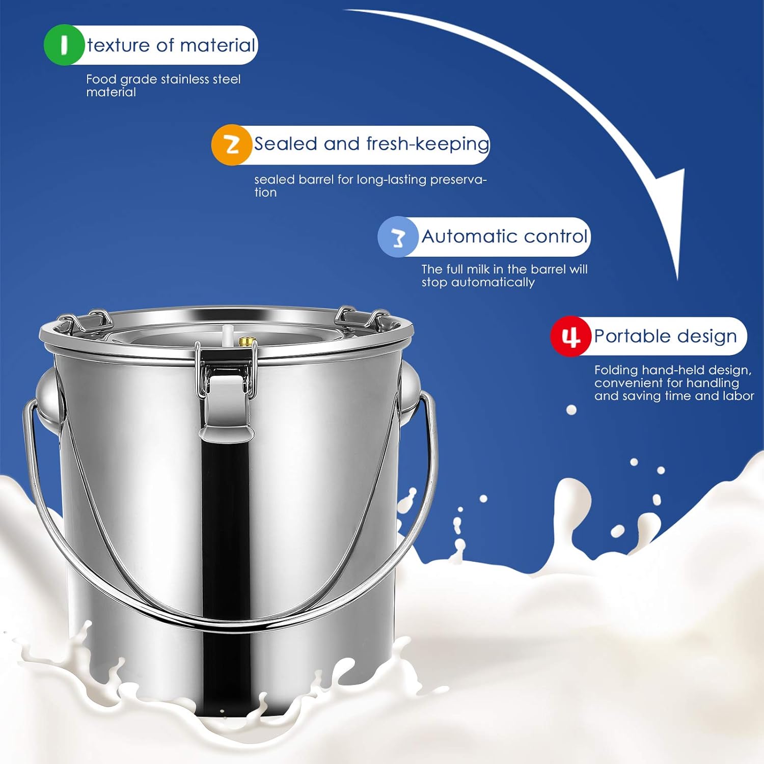 7/14L Cow Milking Machine Rechargeable Use Electric Vacuum Pulsation Suction Pump Milker Machine Suitable for Farms Or Daily Family Portable with Brush Milk Lining (7L) : Patio, Lawn & Garden