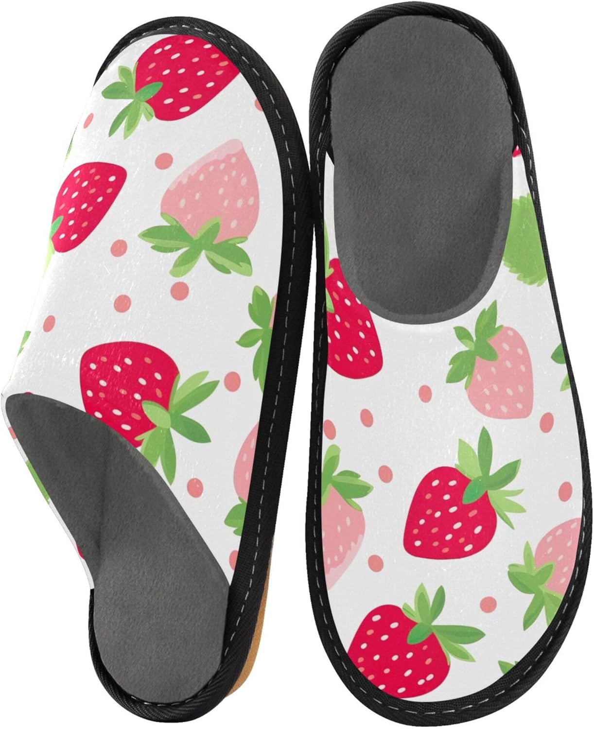 Strawberry Fruit House Slippers – Cozy Fuzzy Slippers for Guests, Washable & Disposable, Perfect for Shoeless Home, Spa & Hotel Use A110369