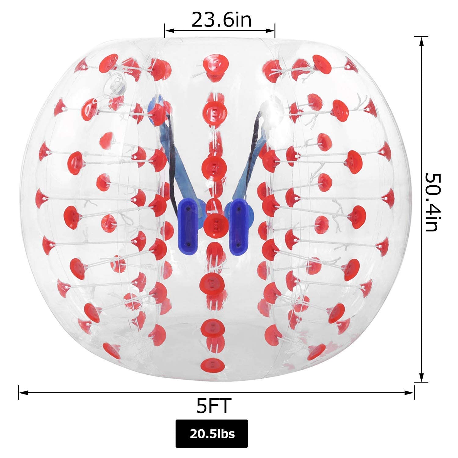 Hurbo Inflatable Bumper Ball Bubble Soccer Balls, 5 FT / 1.5M Diameter Inflatable Zorb Balls Giant Human Hamster Ball for Adults and Kids (Red Dot)