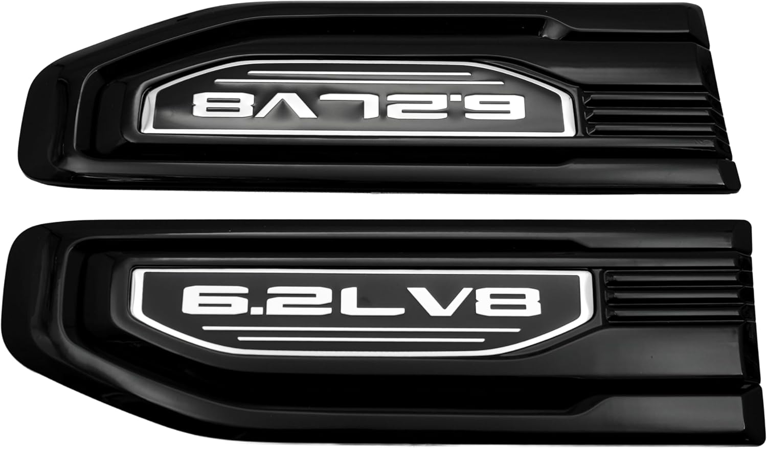 Pair Set 2019-2026 6.2L V8 Vent Emblem Decal Right Left Kit 3D Driver Passenger Side Nameplate Badge Replacement for Sierra 1500 86532094 85160723 (Black Silver)