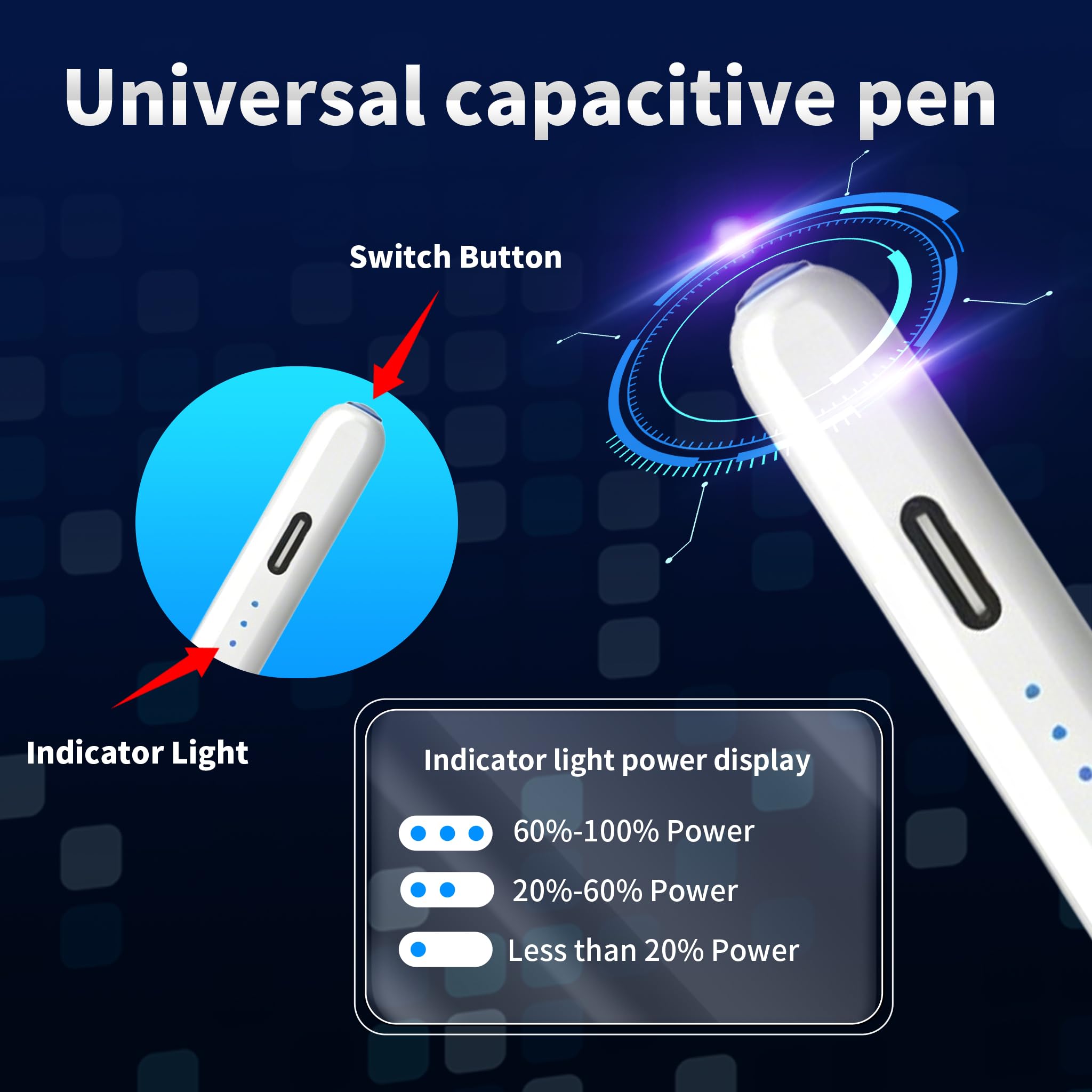 Pennino capacitivo per tablet Android AMZ Fire Max 11, Fire HD 10, HD 8/per Lenovo/Xiaomi/Redmi Tab Pencil Touch Screen, preciso, con un solo clic di accensione/spegnimento, +2 pennini e lunga durata