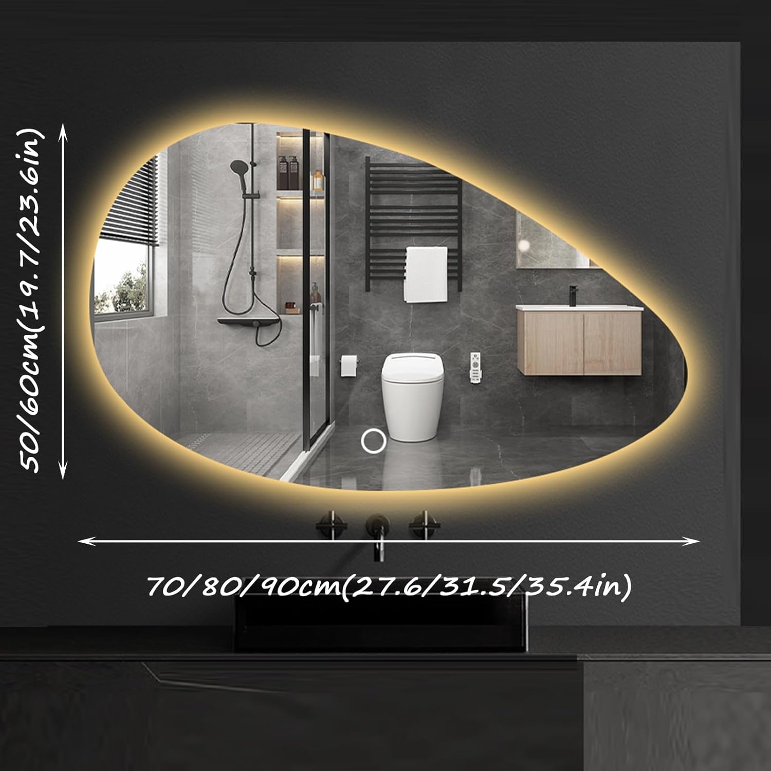 LEDミラー 50*70cm 曇り止め機能