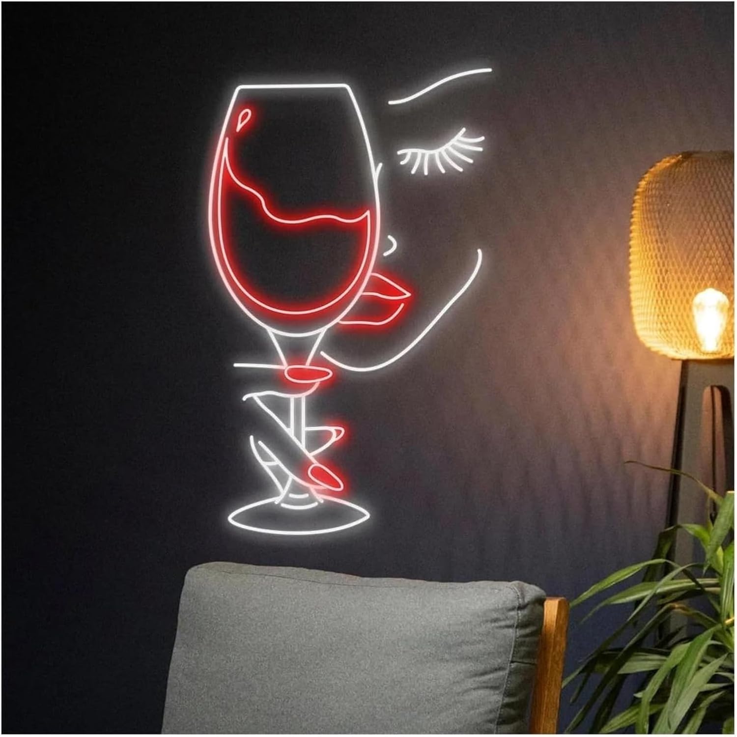 Beauty Girl Face Wine Glasses for neon Sign Dimmable LED for Pub Bistro Bar Restaurant Hotel Party 38cmx24cm image 3