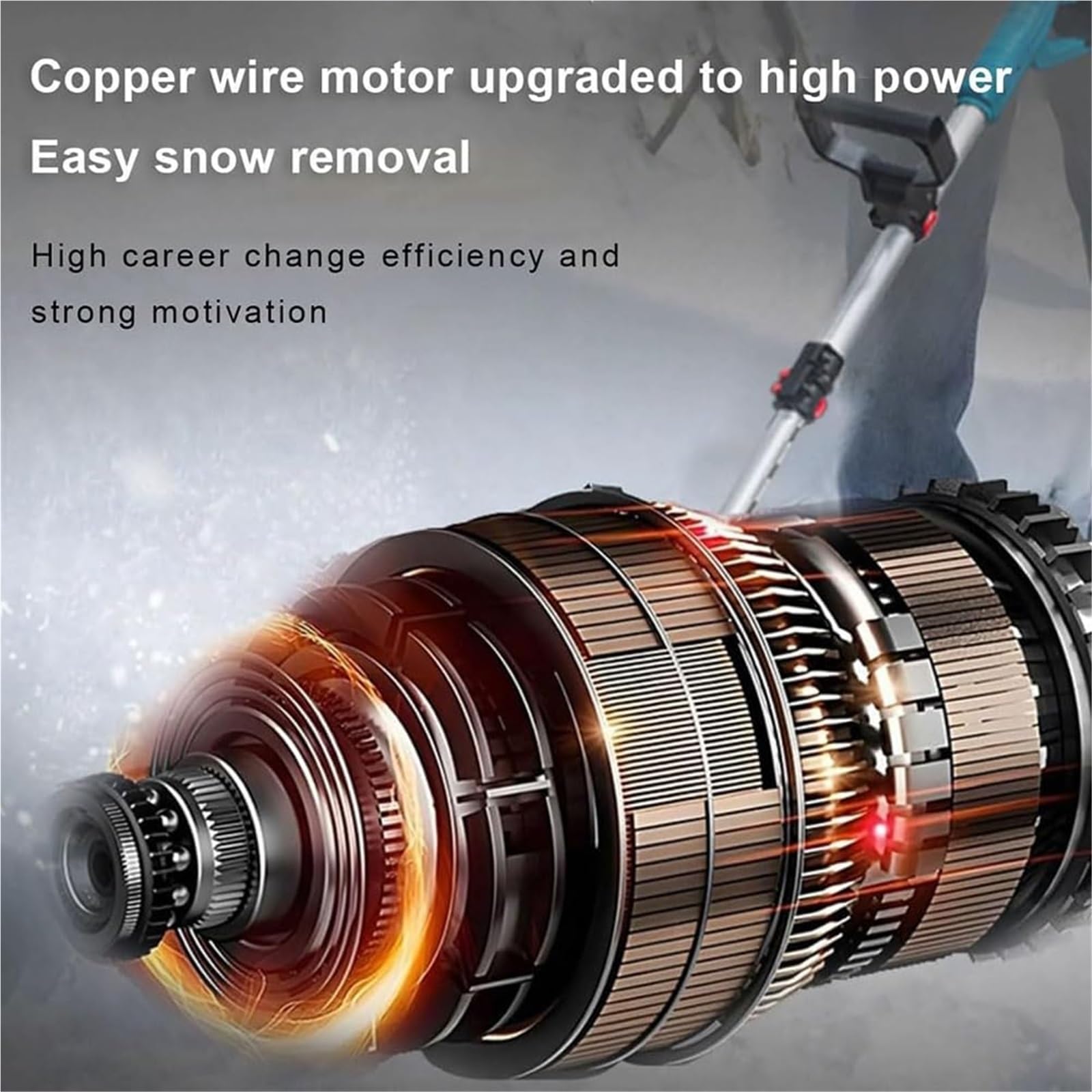 Spazzaneve elettrico, pala da neve a batteria da 1500 W con guanti, impugnatura regolabile da 37-51 pollici, spazzaneve automatico alimentato a batteria da 3,0 Ah, spazzaneve a mano for patio, strada