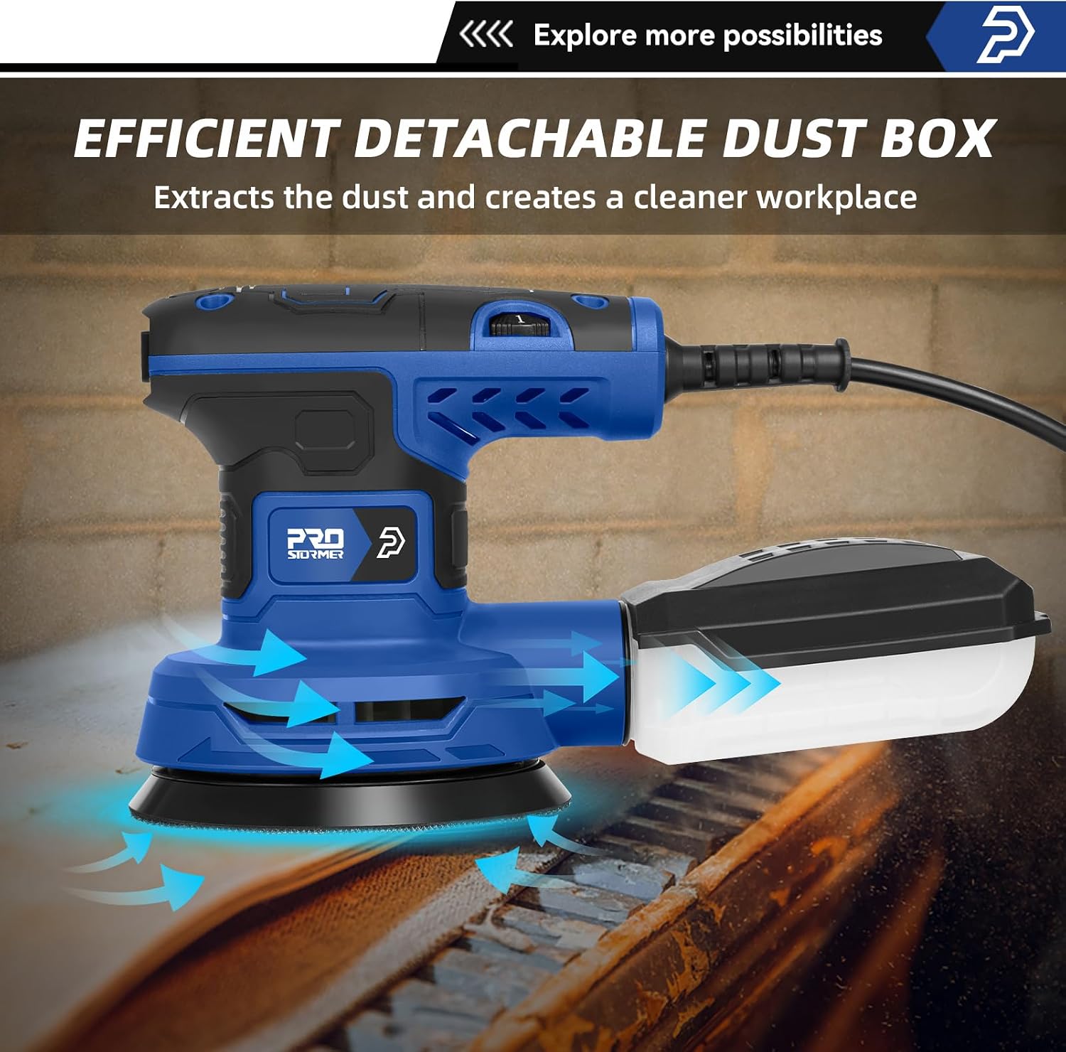 5-Inch Random Orbital Sander, Prostormer 2.6AMP Cord Palm Sander