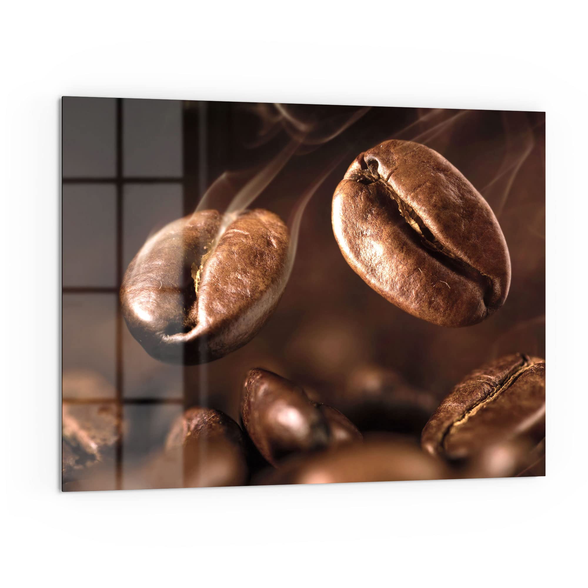 DEQORI Szklana ścianka kuchenna, motyw pachnących ziaren kawy, 80 x 60 cm, tylna ścianka do łazienki lub kuchenki, osłona kuchenki, ochrona przed pryskaniem, do kuchni i łazienki, nowoczesna dekoracja