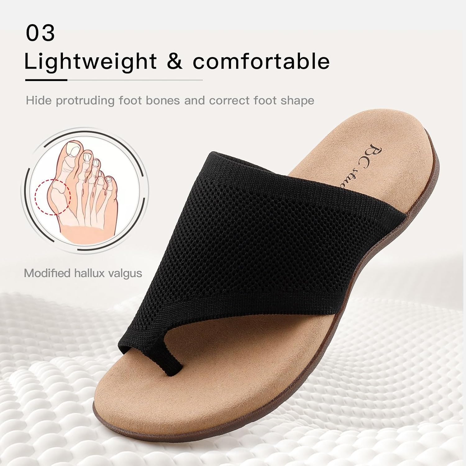 BCSTUDIO Women Comfort Orthopedic Knit Flip Flop Sandals with Arch Support - Image 4