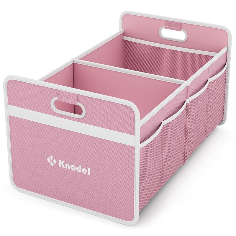 Organizador Dobrável para Porta-Malas K KNODEL com Divisórias e Bolsos de Tela Rosa