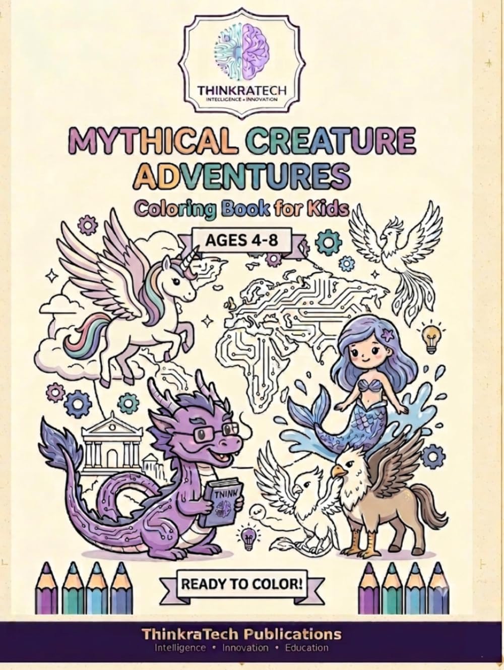 Mythical Creatures Coloring Book: Cute Dragon Coloring Book for Kids Ages 4-8 Fun and Easy Fantasy Creatures with Simple Coloring Pages and Imagination Prompts