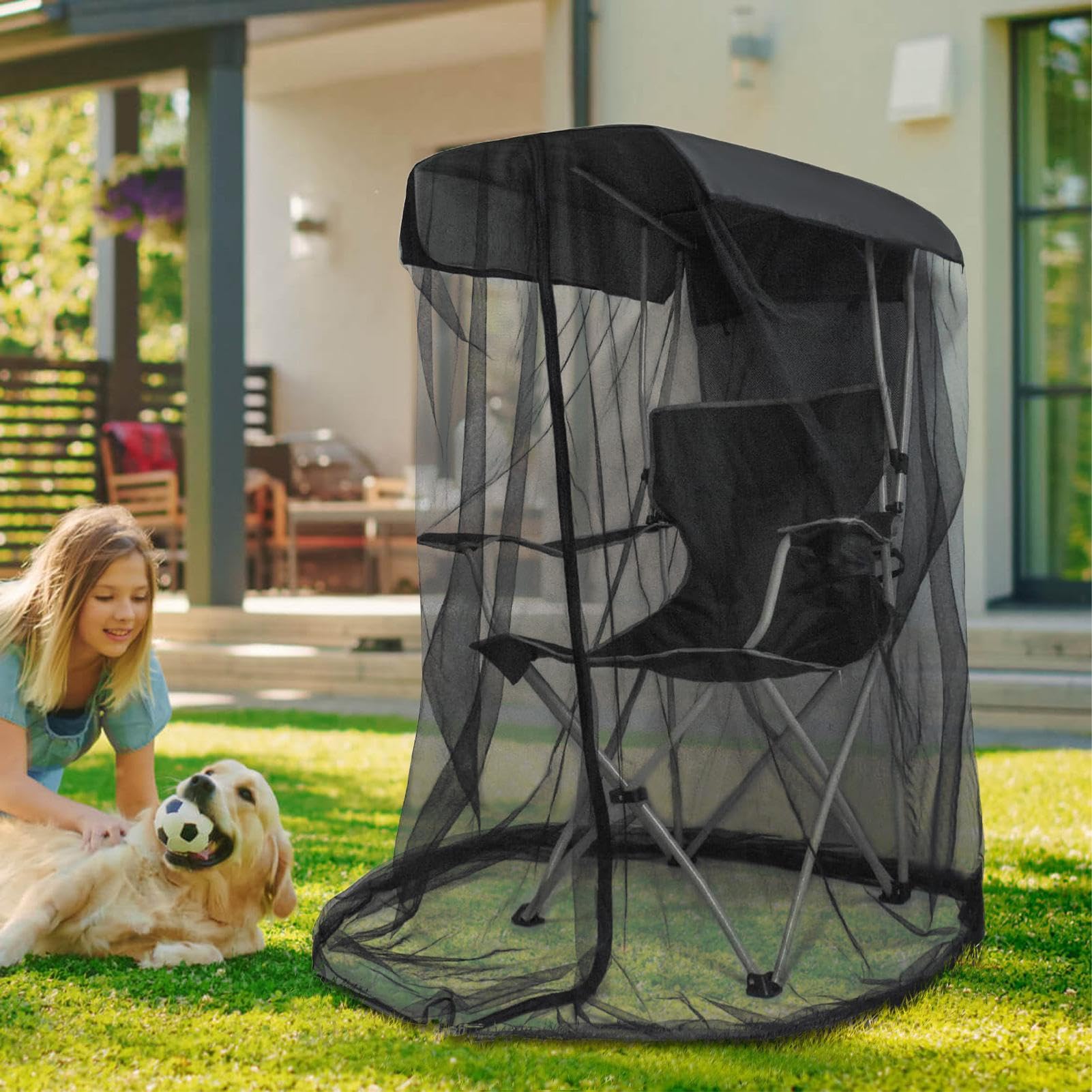 Zanzariera da Campeggio A Maglia Confortevole Con Protezione Raggi UV | Copertura in Rete Antimosche Per Esterno All'Aperto Giardino Cortile Prato Escursionismo Campeggio Spiaggia