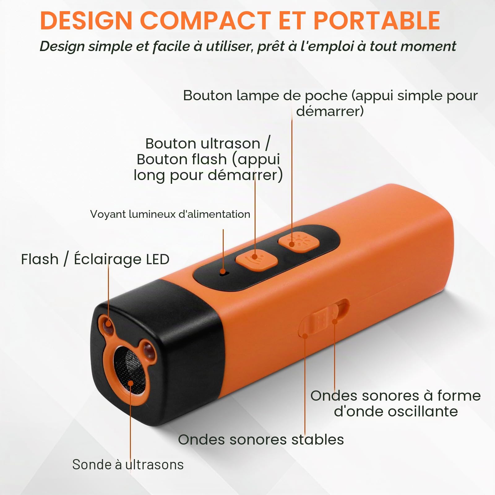 Dispositif Anti-Aboiement pour Chiens,Appareil contrôle Anti-Aboiement à ultrasons,Anti Aboiement Chien Ultrason Rechargeable,avec 3 fréquences réglables,pour Chiens Petite,Moyenne et Grande