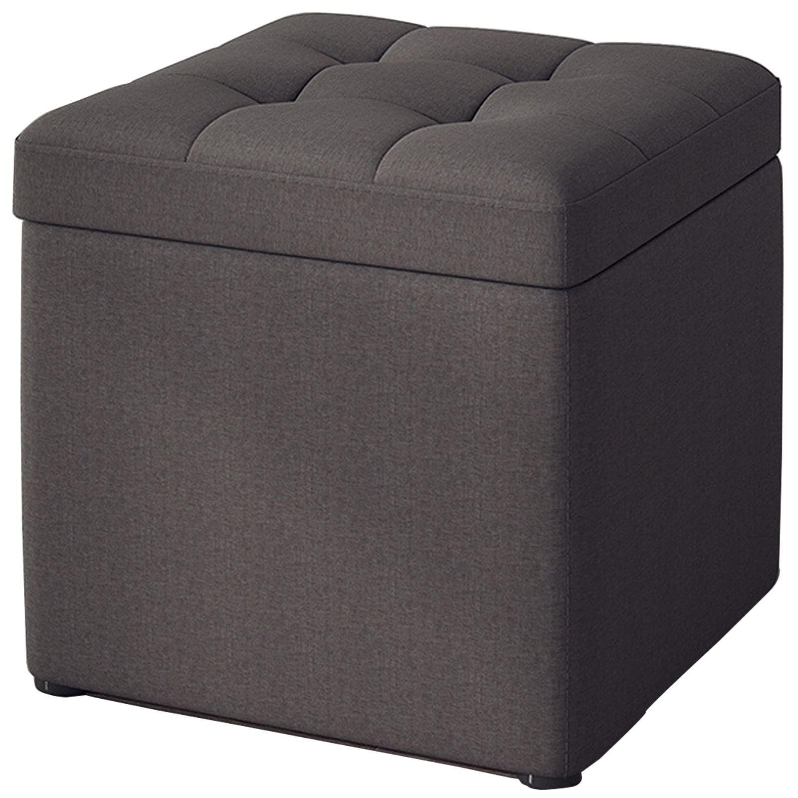 LMMIAOZ Portable Dark Gray Fabric Cube Storage with Clamshell Design for Living Room and Bedroom Small Footrest Stool (30 * 30 * 35cm)