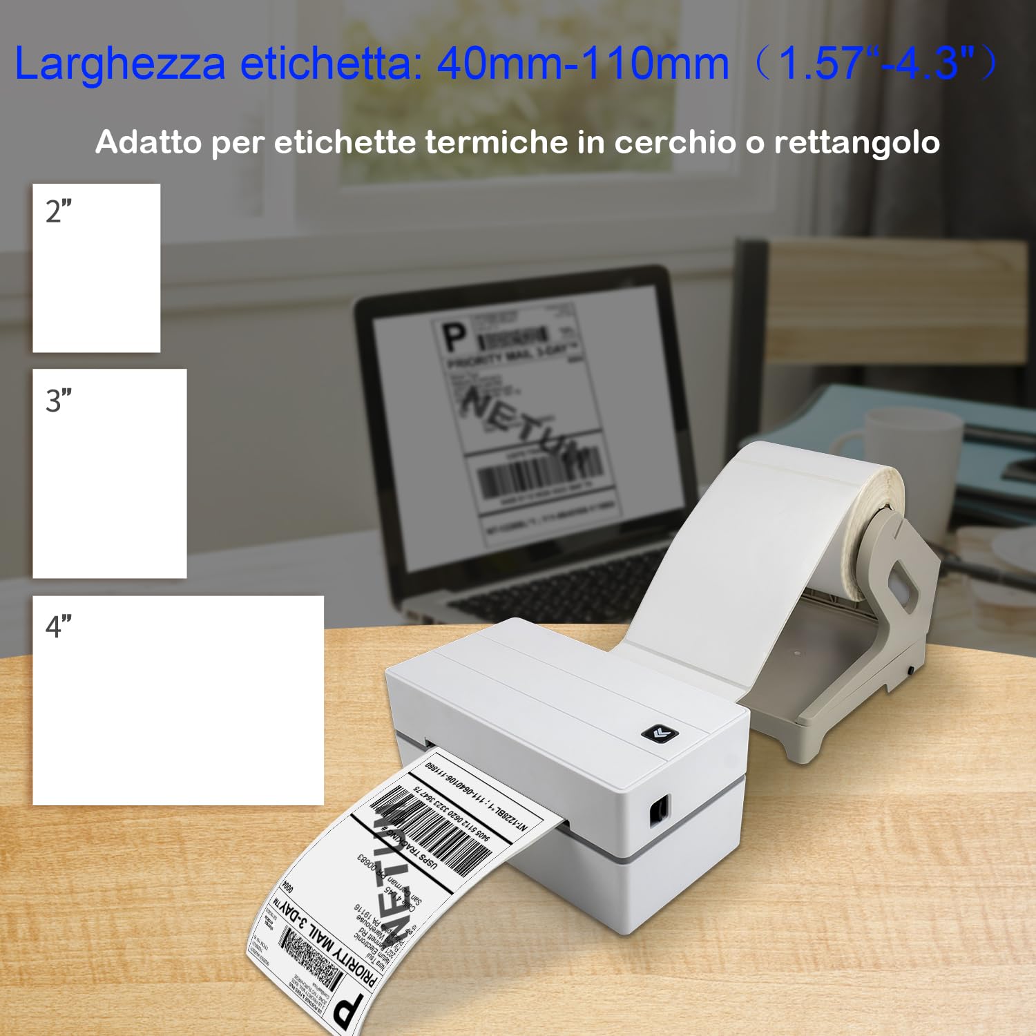 NETUM NT-LP110F Stampante per etichette termiche da scrivania, Stampante termica per ricevute commerciale ad alta velocità, spedizione Express Label 4 x 6, USB ESC/POS compatibile con Windows/Mac