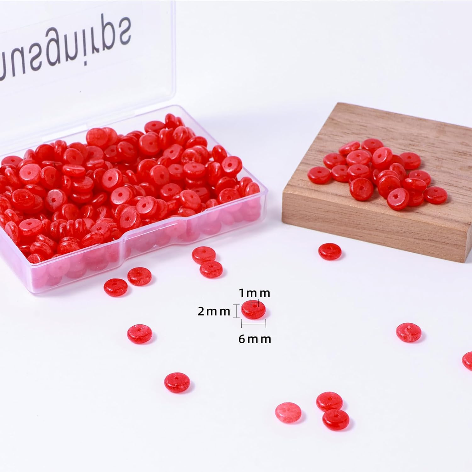 Natural Red Agate Disk Stone Spacer Beads 6x2mm 38cm/str Flat Rondelle Loose Semi Gemstone Caps for Making Bracelets Necklace - Image 3